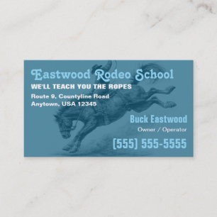 Tarjeta De Visita Escuela de Rodeo Entrenamiento de Vaquero con Po