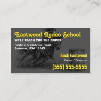 Tarjeta De Visita Escuela de Rodeo | Instructor de Carreras de Barri