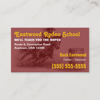 Tarjeta De Visita Escuela de Rodeo | Instructor de Carreras de Barri