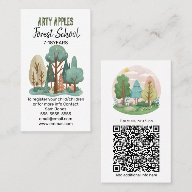 Tarjeta De Visita Escuela Forestal - Diseño inspirado en la naturale (Anverso / Reverso)