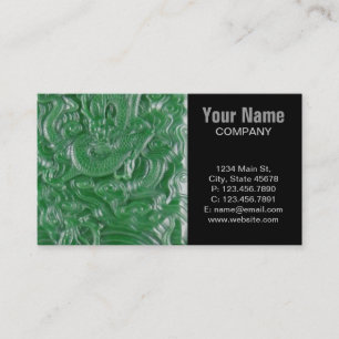 Tarjeta De Visita escultura china del dragón del jade verde
