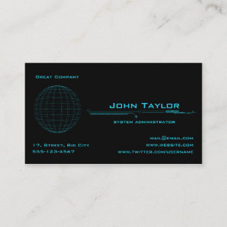 Tarjeta De Visita Esfera azul de neón cibernética