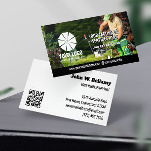Tarjeta De Visita Eslogan Código QR editable de foto superpuesta con