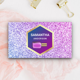 Tarjeta De Visita Esmalte de uñas dorado purpura brillo Manicurista