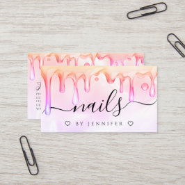 Tarjeta De Visita Esmalte holográfico con gotas de uñas Código QR Ro