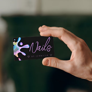 Tarjeta De Visita Esmalte holográfico con salpicaduras y goteos en u