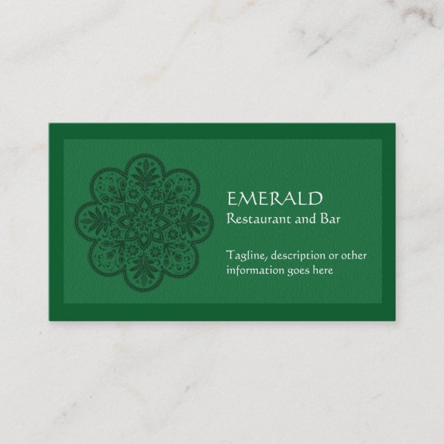 Tarjeta de visita esmeralda del ornamento (Anverso)
