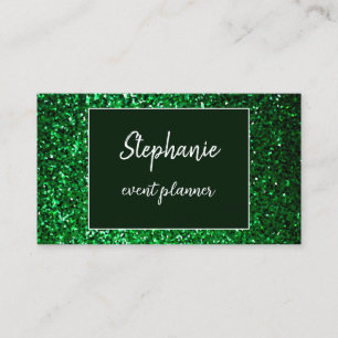 Tarjeta De Visita Esmeralda Verde Purpurina White Professional Luxur