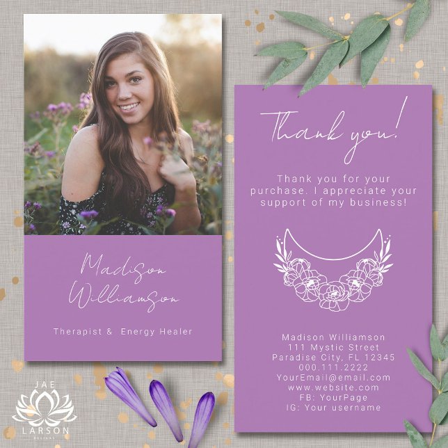 Tarjeta De Visita Esoteric Psychic Moderno Photo Customer Gracias (Subido por el creador)