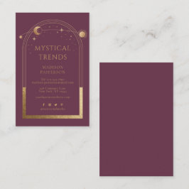 Tarjeta De Visita Espacio Astronómico Mystical Plum Gold Sun Moon