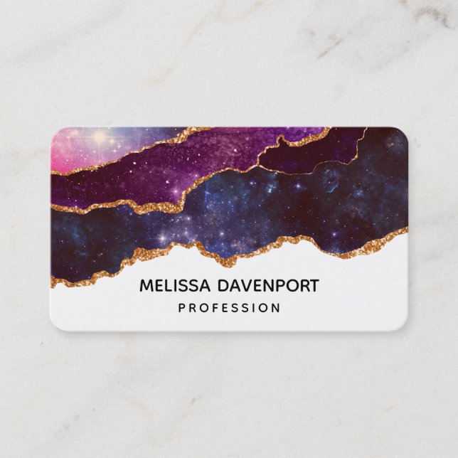 Tarjeta De Visita Espacio azul y morado y estrellas de edad moderna (Anverso)