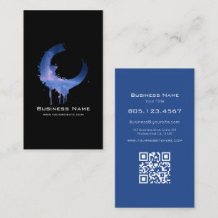 Tarjeta De Visita Espacio azul y rosa con remolino • Editable person