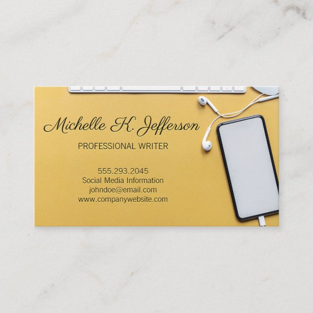 Tarjeta De Visita Espacio de trabajo de Office | Fondo amarillo míni (Anverso)