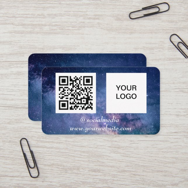Tarjeta De Visita Espacio Galaxia Medios sociales QR Código Marina A (Anverso/Reverso In Situ)