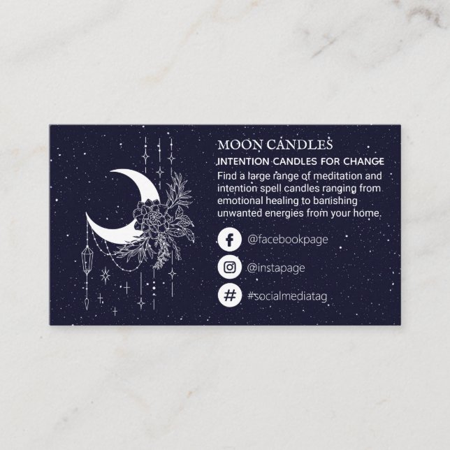 Tarjeta De Visita Espada de velas de la luna del cielo estrellado (Anverso)