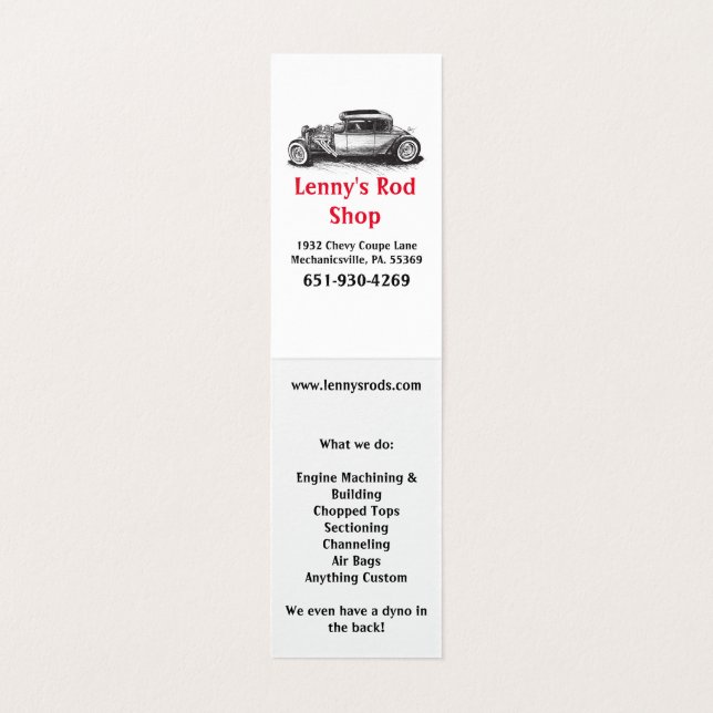 Tarjeta De Visita Espada del coche de carreras (Interior desplegado)