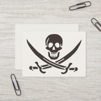 Tarjeta De Visita Espadas de cráneo de obsidiana Bandera pirata de C