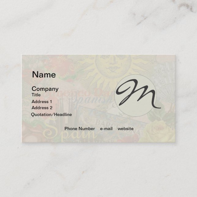 Tarjeta De Visita España Sunshine español Travel Art (Anverso)