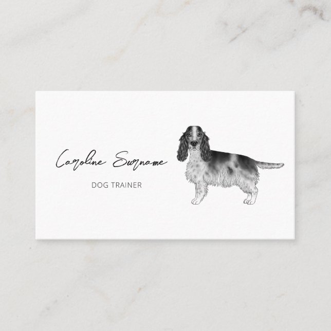Tarjeta De Visita Español Cocker En Blanco Y Negro Y Personalizado (Anverso)
