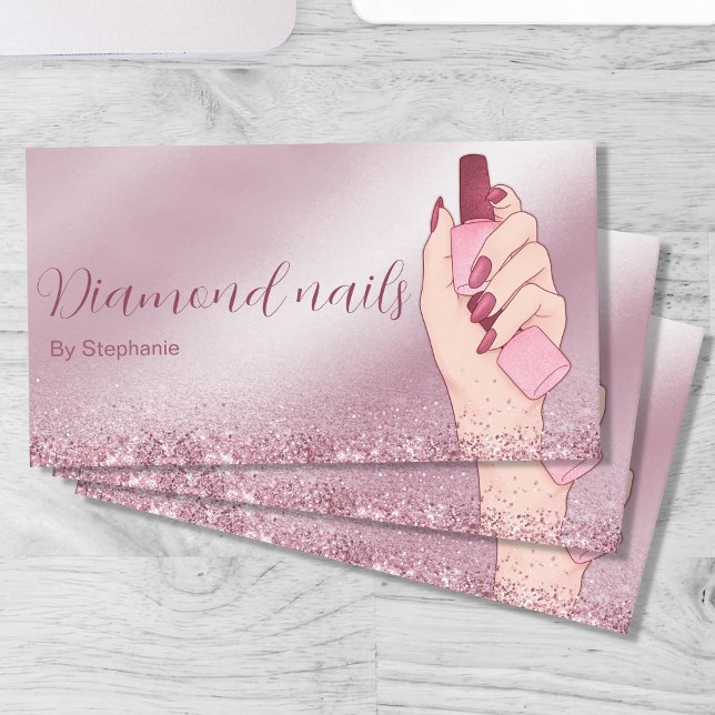 Tarjeta De Visita Esparkles Purpurina rosa Artista de uñas Belleza d (Subido por el creador)