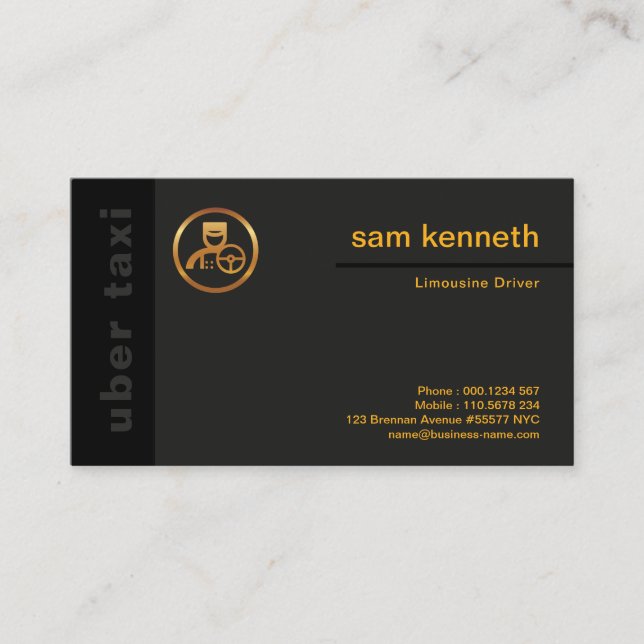 Tarjeta De Visita Especial de Elegancia Negra Exclusivo TAXI Moderno (Anverso)