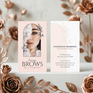 Tarjeta De Visita Especialista en Cejas Modern Luxe Arco de Rosa Flo