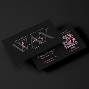 Tarjeta De Visita Especialista en cera Minimal Wax Studio Rosa Negro