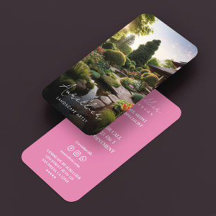 Tarjeta De Visita Especialista en jardinería artista paisajista rosa