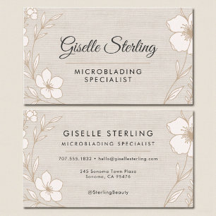 Tarjeta De Visita Especialista en Microblading de Lino Floral Botáni