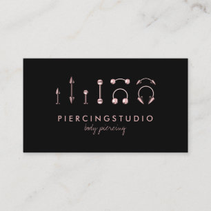 Tarjeta De Visita Especialista en Piercing Tattoo Studio Rosa Gold