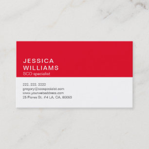 Tarjeta De Visita Especialista en SEO blanco y rojo moderno simple