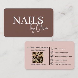 Tarjeta De Visita Especialista en uñas de terracota moderna código Q