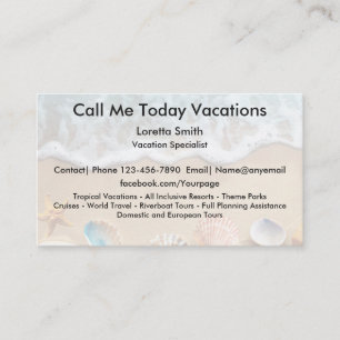 Tarjeta De Visita Especialista en vacaciones de playa de viaje