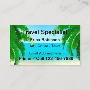 Tarjeta De Visita Especialista en Viajes Tropicales Tema de Playa