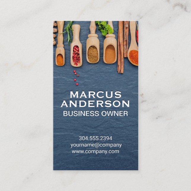Tarjeta De Visita Especias y hierbas | Ingredientes de cocina (Anverso)