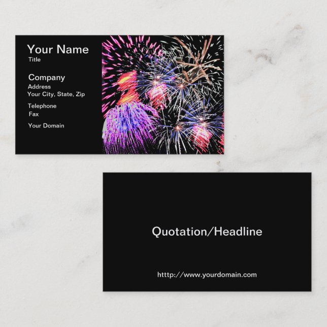 Tarjeta De Visita Espectáculo de Fuegos Artificiales (Anverso / Reverso)