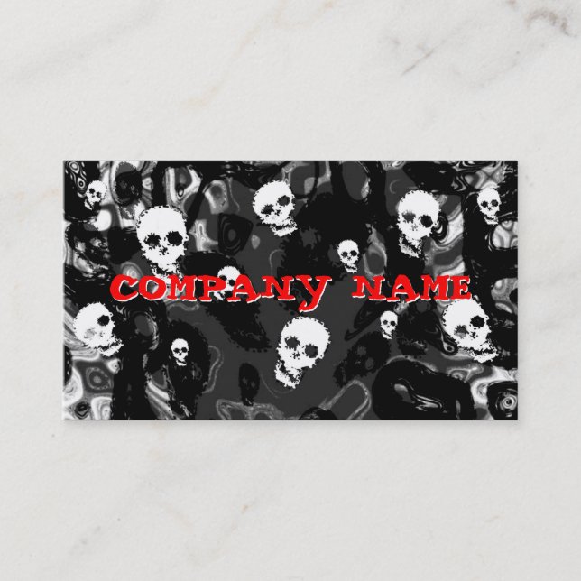 Tarjeta De Visita Espectro de cráneo B y W pequeño rojo horizontal (Anverso)