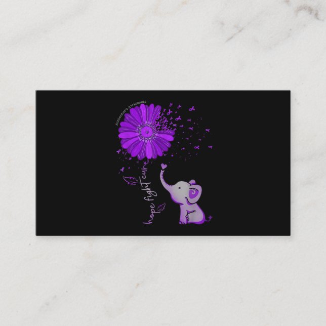 Tarjeta De Visita Esperanza contra la cinta morada del elefante Alzh (Anverso)