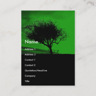 Tarjeta De Visita Espino de Glastonbury. Árbol en la colina. Negro