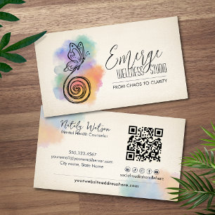 Tarjeta De Visita Espiral a Mariposa   Bienestar y Asesoramiento
