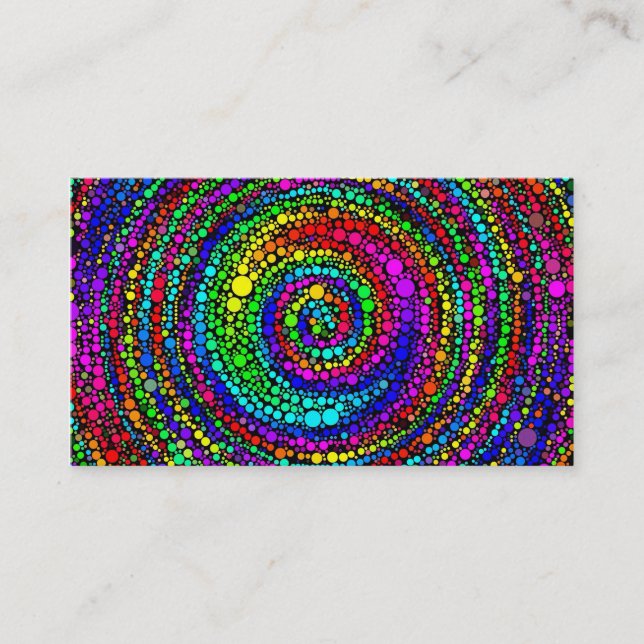 Tarjeta De Visita Espiral con puntos de arcoíris (Anverso)
