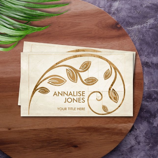 Tarjeta De Visita Espiral de oro de geometría sagrada - rama de árbo (Subido por el creador)