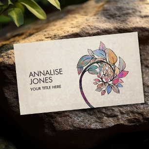 Tarjeta De Visita Espiral dorada - Rama de árbol acuarela