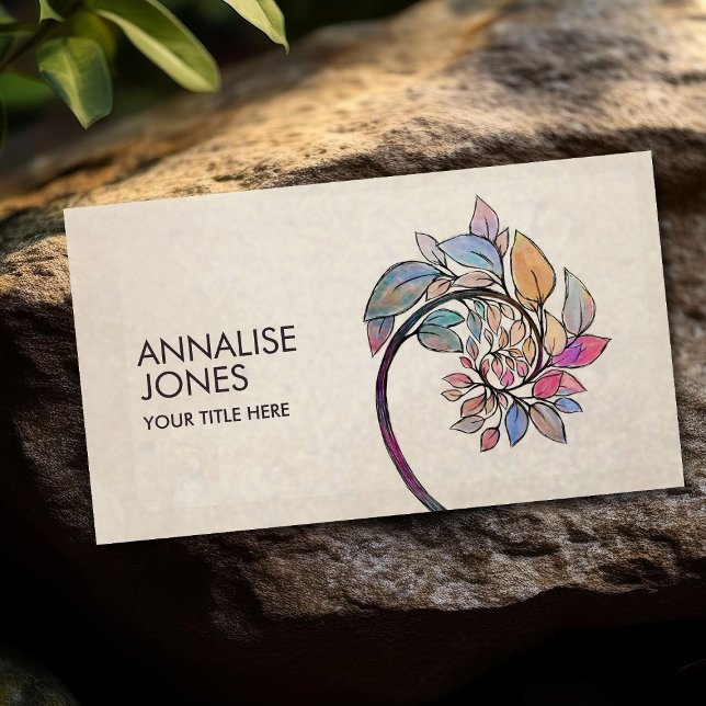Tarjeta De Visita Espiral dorada - Rama de árbol acuarela (Subido por el creador)