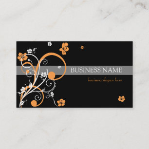 Tarjeta De Visita Espirales anaranjados blancos y flores