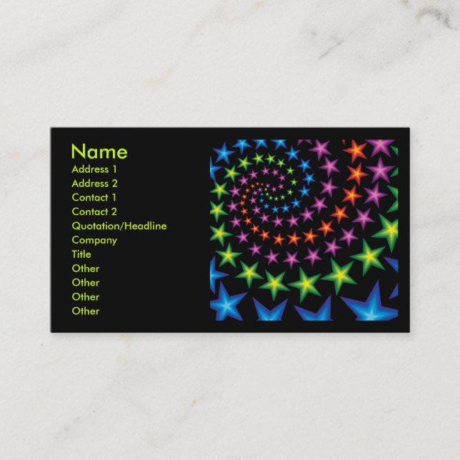 Tarjeta De Visita espirales de estrellas (Anverso)