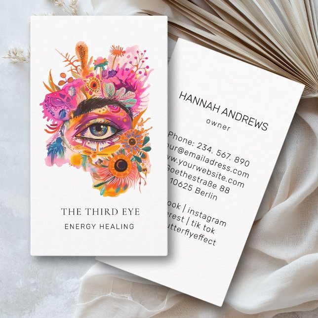 Tarjeta De Visita Espiritual de Reiki Energy Healer (Energy Healer Reiki Spiritual Business Card Watercolor)
