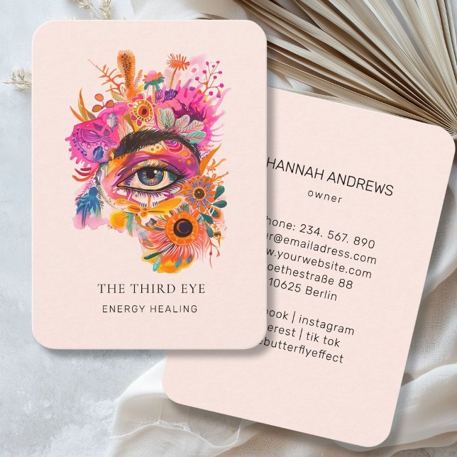 Tarjeta De Visita Espiritual de Reiki Energy Healer (Energy Healer Reiki Spiritual Business Card Light-Pink)