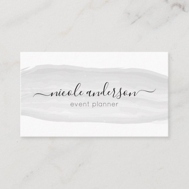 Tarjeta De Visita Esplandor de caligrafía de acuarela gris (Anverso)