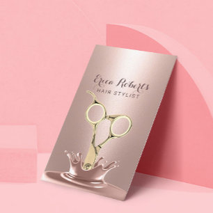 Tarjeta De Visita Esplash de oro moderno Rosa estilista de pelo